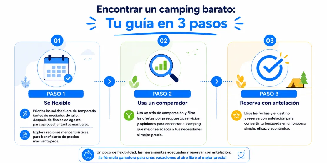 3 etapas de camping económico